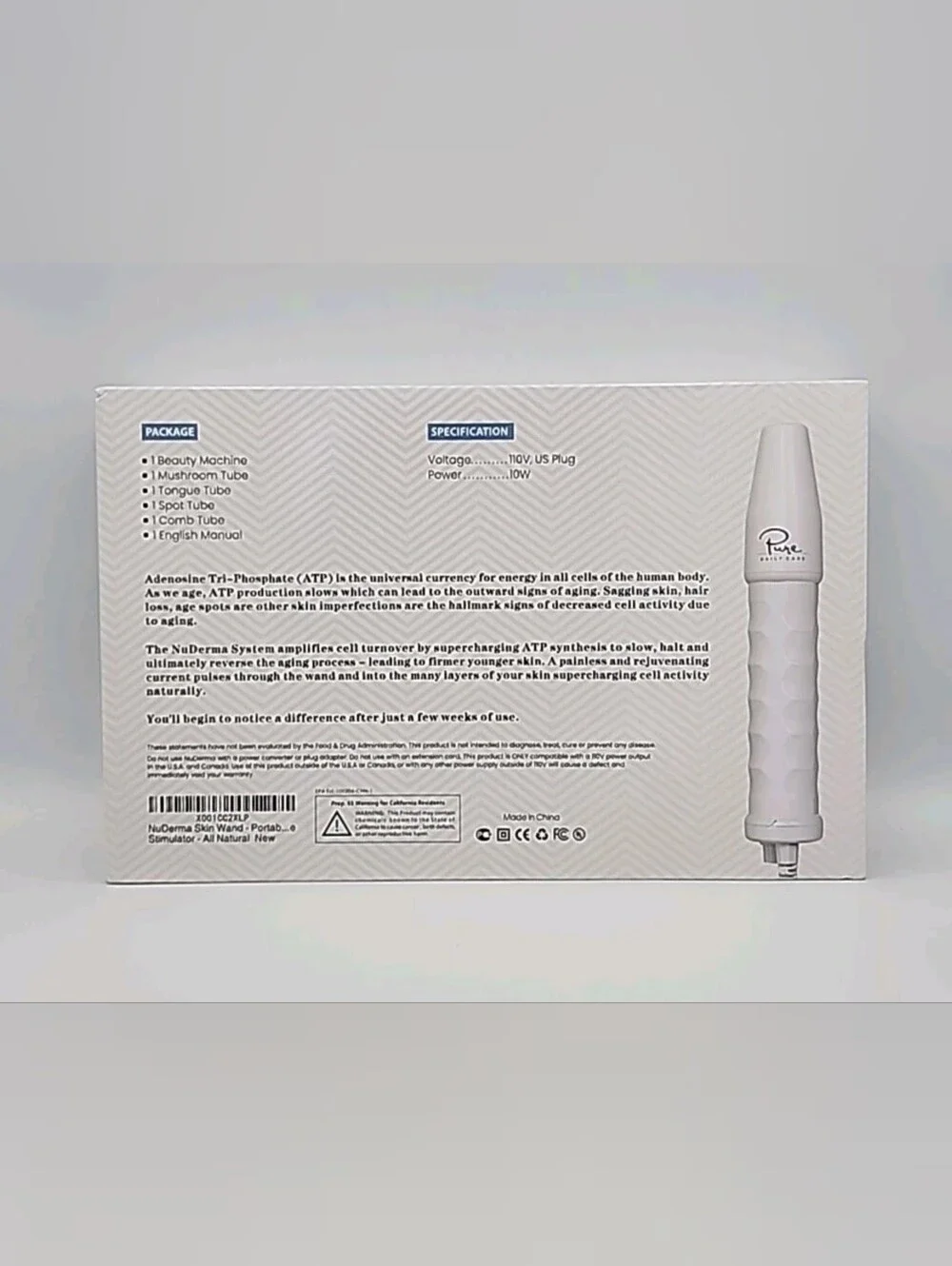 Pure NuDerma Natural Dermal Cell Energy Amplification System Skin Therapy Wand